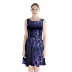 Fractal Web Sleeveless Waist Tie Chiffon Dress by Sparkle