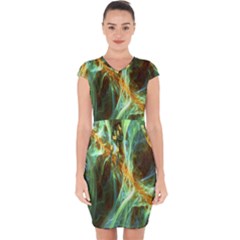 Abstract Illusion Capsleeve Drawstring Dress  by Sparkle