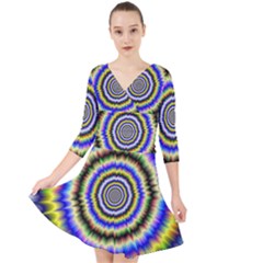 Psychedelic Blackhole Quarter Sleeve Front Wrap Dress by Filthyphil