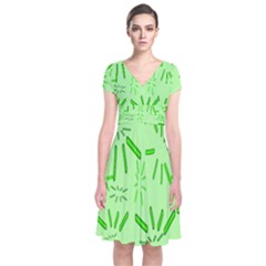 Electric Lime Short Sleeve Front Wrap Dress by Janetaudreywilson