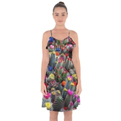 Cactus Ruffle Detail Chiffon Dress by Sparkle