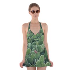 Green Cactus Halter Dress Swimsuit  by Sparkle