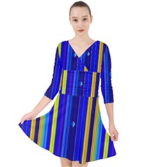 Blueyellow  Quarter Sleeve Front Wrap Dress by Sparkle