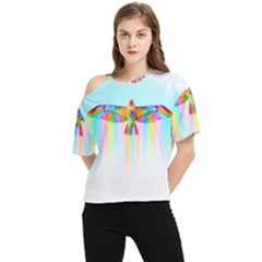 Rainbow Bird One Shoulder Cut Out Tee by Sparkle