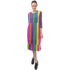 Colorful Spongestrips Ruffle End Midi Chiffon Dress by Sparkle