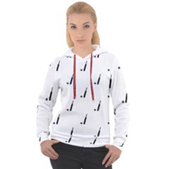 Black And White Cricket Sport Motif Print Pattern Women s Overhead Hoodie by dflcprintsclothing