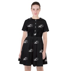 Formula One Black And White Graphic Pattern Sailor Dress by dflcprintsclothing