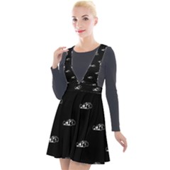 Formula One Black And White Graphic Pattern Plunge Pinafore Velour Dress by dflcprintsclothing