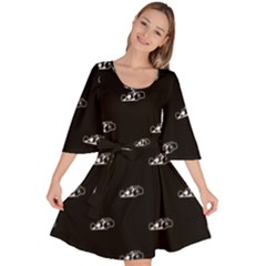 Formula One Black And White Graphic Pattern Velour Kimono Dress by dflcprintsclothing