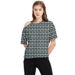 Skull Pattern One Shoulder Cut Out Tee by Sparkle