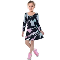 Painted Lines Kids  Long Sleeve Velvet Dress by designsbymallika