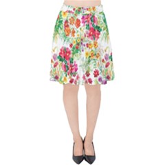 Summer Flowers Pattern Velvet High Waist Skirt by goljakoff