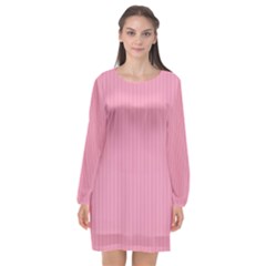 Amaranth Pink & Black - Long Sleeve Chiffon Shift Dress  by FashionLane