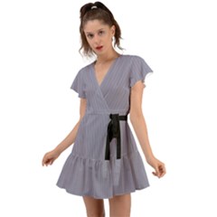 Coin Grey - Flutter Sleeve Wrap Dress by FashionLane