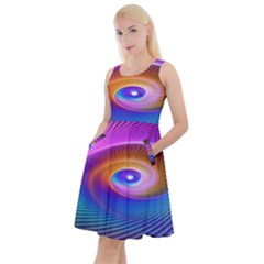 Fractal Illusion Knee Length Skater Dress With Pockets by Sparkle
