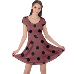 Large Black Polka Dots On Brandy Brown - Cap Sleeve Dress by FashionLane