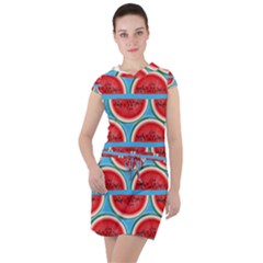 Illustrations Watermelon Texture Pattern Drawstring Hooded Dress by Alisyart
