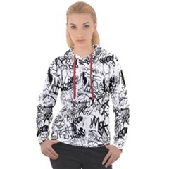 Black And White Graffiti Abstract Collage Women s Overhead Hoodie by dflcprintsclothing