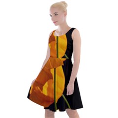 Yellow Poppies Knee Length Skater Dress by Audy