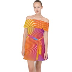 Chevron Line Poster Music Off Shoulder Chiffon Dress by Mariart