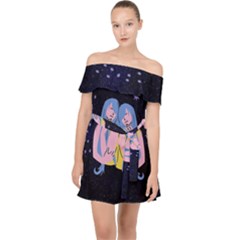 Twin Horoscope Astrology Gemini Off Shoulder Chiffon Dress by Alisyart