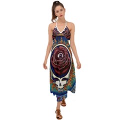 Grateful-dead-ahead-of-their-time Halter Tie Back Dress  by Sapixe