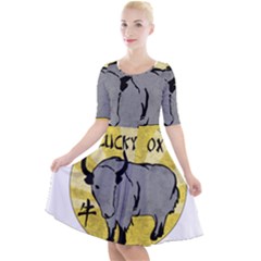 Chinese New Year ¨c Year Of The Ox Quarter Sleeve A-line Dress by Valentinaart
