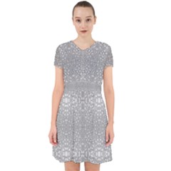 Modern Ornate Geometric Silver Pattern Adorable In Chiffon Dress by dflcprintsclothing