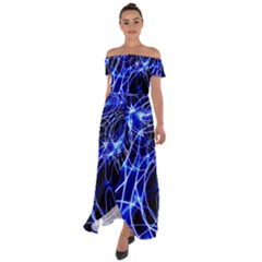 Lines Flash Light Mystical Fantasy Off Shoulder Open Front Chiffon Dress by Dutashop