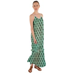 Pattern Texture Geometric Pattern Green Cami Maxi Ruffle Chiffon Dress by Dutashop