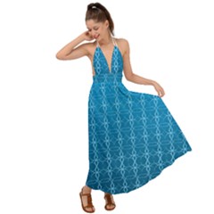 Background Texture Pattern Blue Backless Maxi Beach Dress by Dutashop