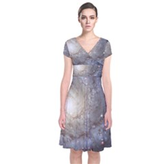 Spiral Galaxy Short Sleeve Front Wrap Dress by ExtraGoodSauce