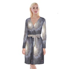 Spiral Galaxy Long Sleeve Velvet Front Wrap Dress by ExtraGoodSauce