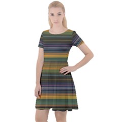 Multicolored Linear Abstract Print Cap Sleeve Velour Dress  by dflcprintsclothing