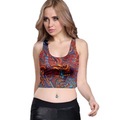 Phoenix Rising Colorful Abstract Art Racer Back Crop Top by CrypticFragmentsDesign