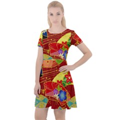 Floral Abstract Cap Sleeve Velour Dress  by icarusismartdesigns