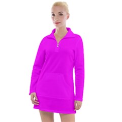 Color Fuchsia / Magenta Women s Long Sleeve Casual Dress by Kultjers