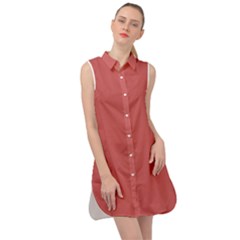 Color Indian Red Sleeveless Shirt Dress by Kultjers