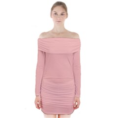 Color Melon Long Sleeve Off Shoulder Dress by Kultjers