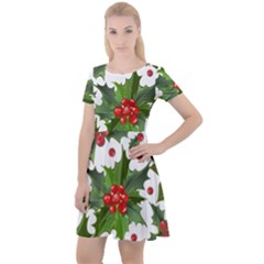Christmas Berry Cap Sleeve Velour Dress  by goljakoff