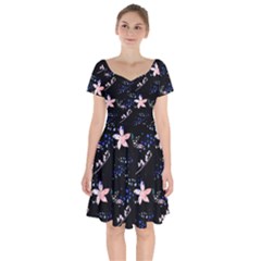 Sparkle Floral Short Sleeve Bardot Dress by Sparkle