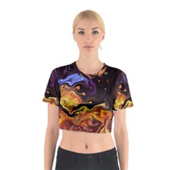 Nebula Starry Night Skies Abstract Art Cotton Crop Top by CrypticFragmentsDesign