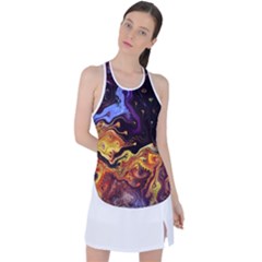 Nebula Starry Night Skies Abstract Art Racer Back Mesh Tank Top by CrypticFragmentsDesign