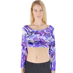 Weeping Wisteria Fantasy Gardens Pastel Abstract Long Sleeve Crop Top by CrypticFragmentsDesign