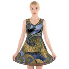Sea Of Wonder V-neck Sleeveless Dress by LW41021
