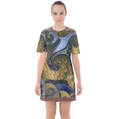 Sea Of Wonder Sixties Short Sleeve Mini Dress by LW41021
