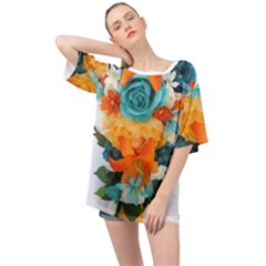 Spring Flowers Oversized Chiffon Top by LW41021