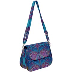 Blue Marbling Patterns Saddle Handbag by kaleidomarblingart