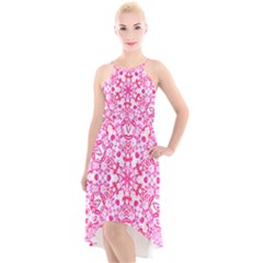 Pink Petals High-low Halter Chiffon Dress  by LW323