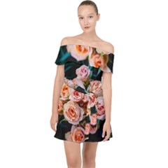 Sweet Roses Off Shoulder Chiffon Dress by LW323